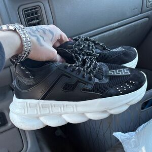 Versace Black and White Athletic Shoes